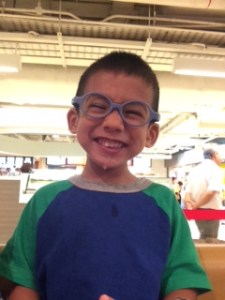 Totally happy during lunch - no fussing with the specs (please excuse the drool)