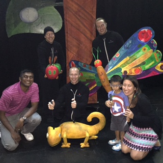 A special backstage tour picture with the crew and characters!