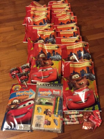 Close up of the goodies bags and treats