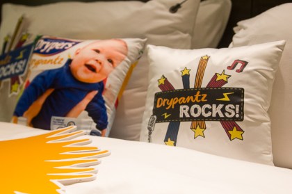 Drypers cushion which the winners are free to take home with them