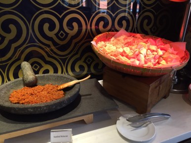 Keropok with an abundance of sambal