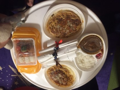 Our hot food upon arrival..takeaway from their Deli